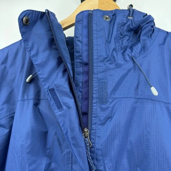 LL Bean TEK Rain Jacket Womens 2X Blue Fleece Lined Waterproof Hooded - Picture 3 of 11
